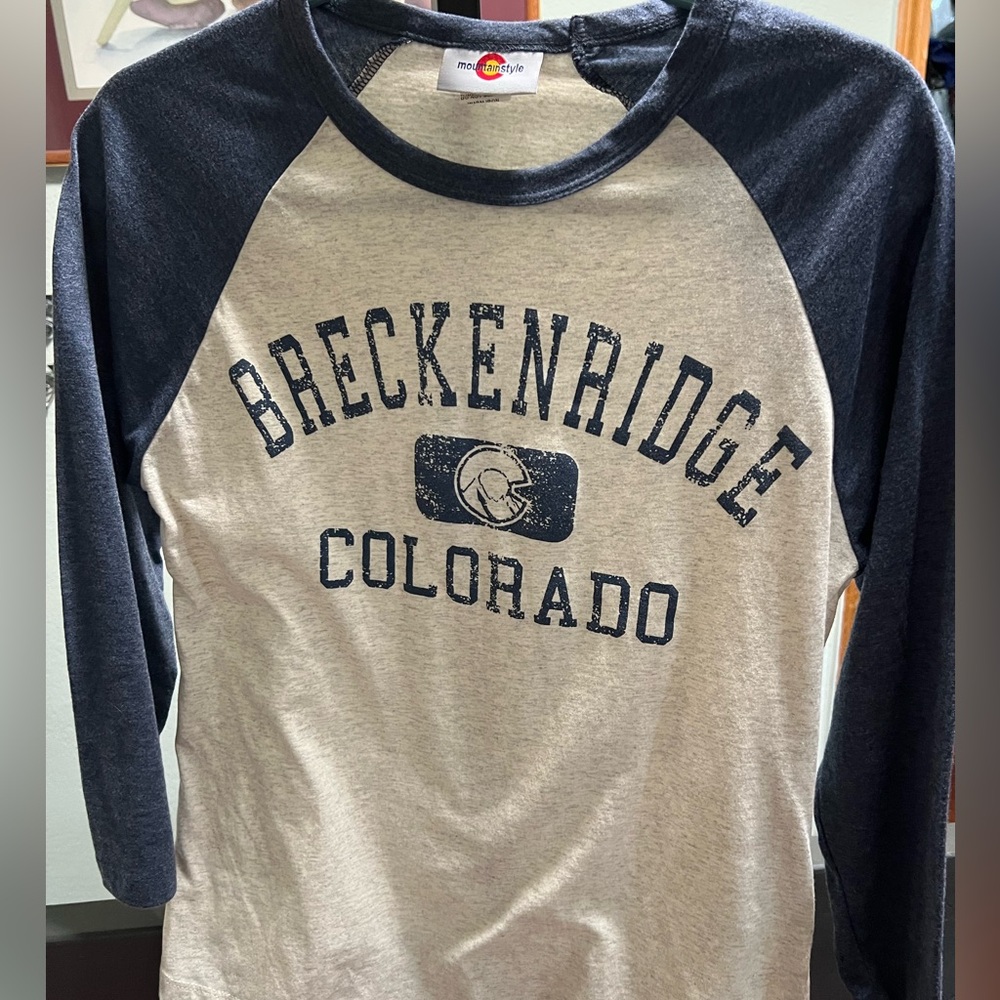 Breckenridge Colorado Men's Gray and Blue3/4 Sleeve Tee #200